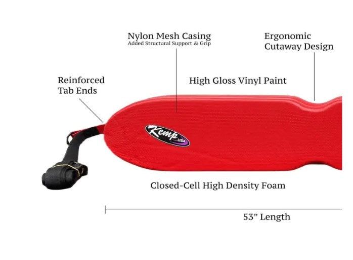 Kemp USA, 53" Grip It Rescue Tube with Ergonomic Mesh Design for Lifeguards (10-204-RED-MESH)
