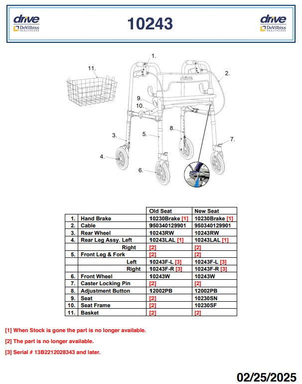 Clever Lite Walker Rollator, Adult, 8" Wheels, Flame Blue (10243)