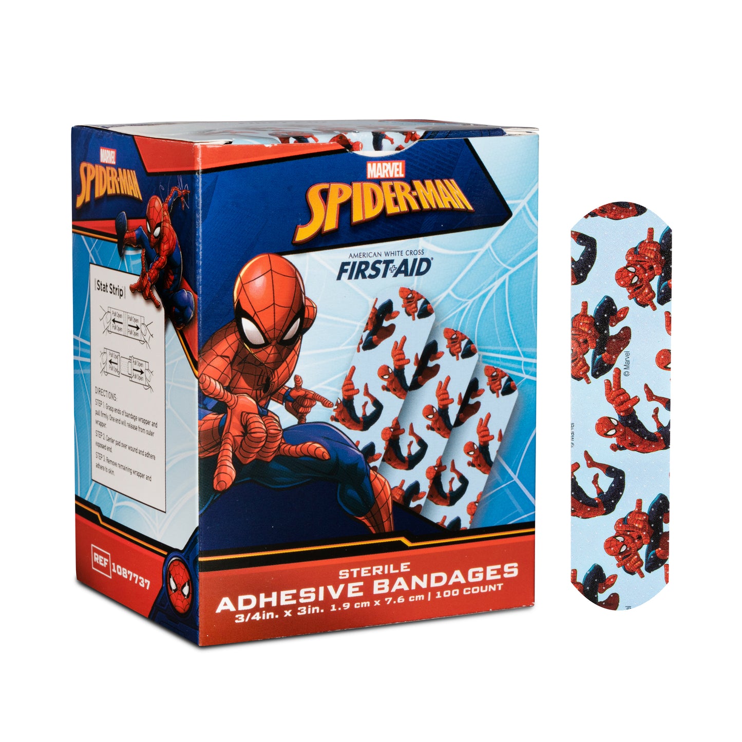 Spiderman Stat Strip Adhesive Bandages, 3/4" x 3" (1087737)