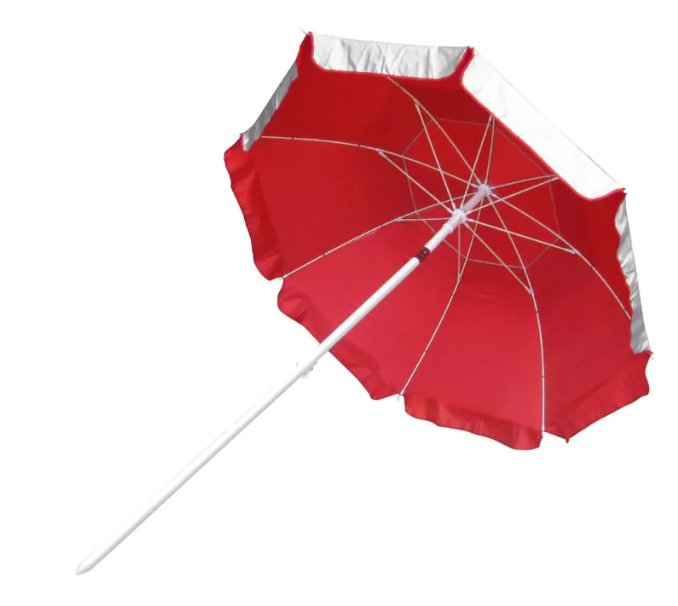 5.5' Wind Umbrella, with LIFE GUARD Logo, Silver and Red (12-003-RED-GRD)