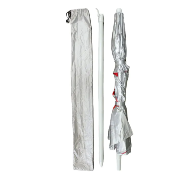 5.5' Wind Umbrella, with LIFE GUARD Logo, Silver and Red (12-003-RED-GRD)