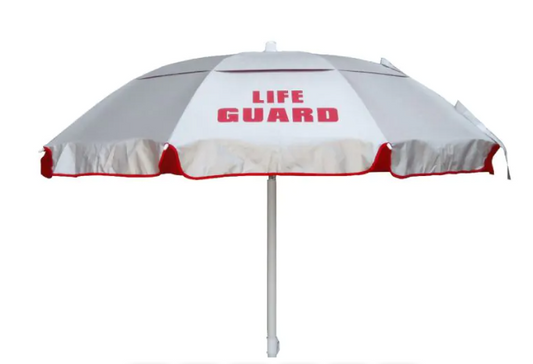 5.5' Wind Umbrella, with LIFE GUARD Logo, Silver and Red (12-003-RED-GRD)