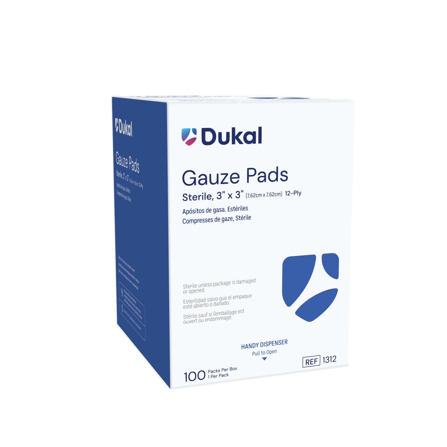 Dukal, Gauze Pad, 3" x 3", 12-Ply, Sterile, Box (1312)