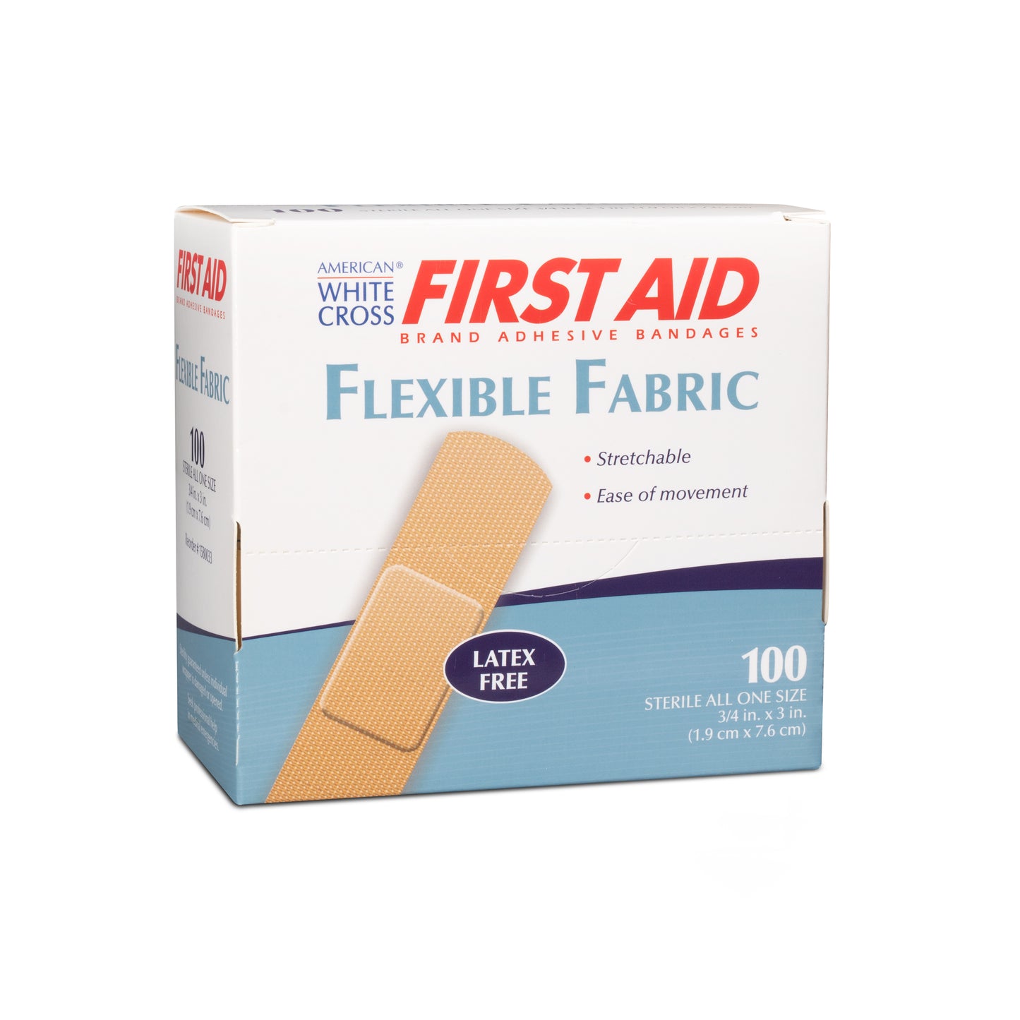 American White Cross, Sterile Lightweight Flexible Fabric Adhesive Bandages, 3/4" x 3", Case (1580033)