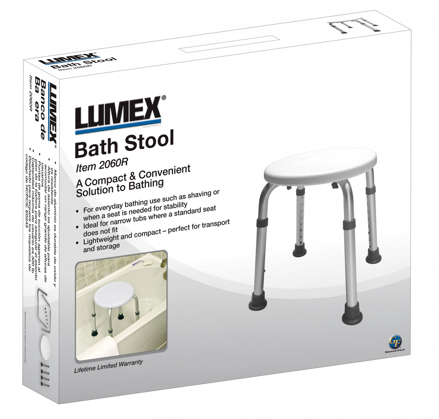 Lumex, Round Bath Stool, in Retail Package (2060R-1)
