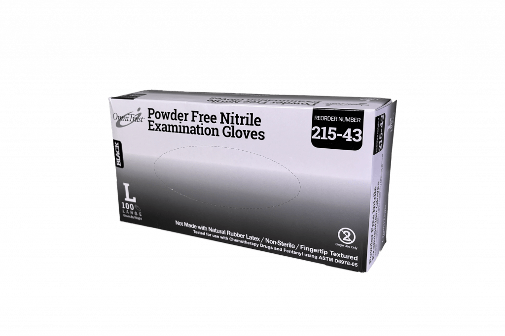 Nitrile Exam Gloves, Large, Black, Case (OMI 215-43)