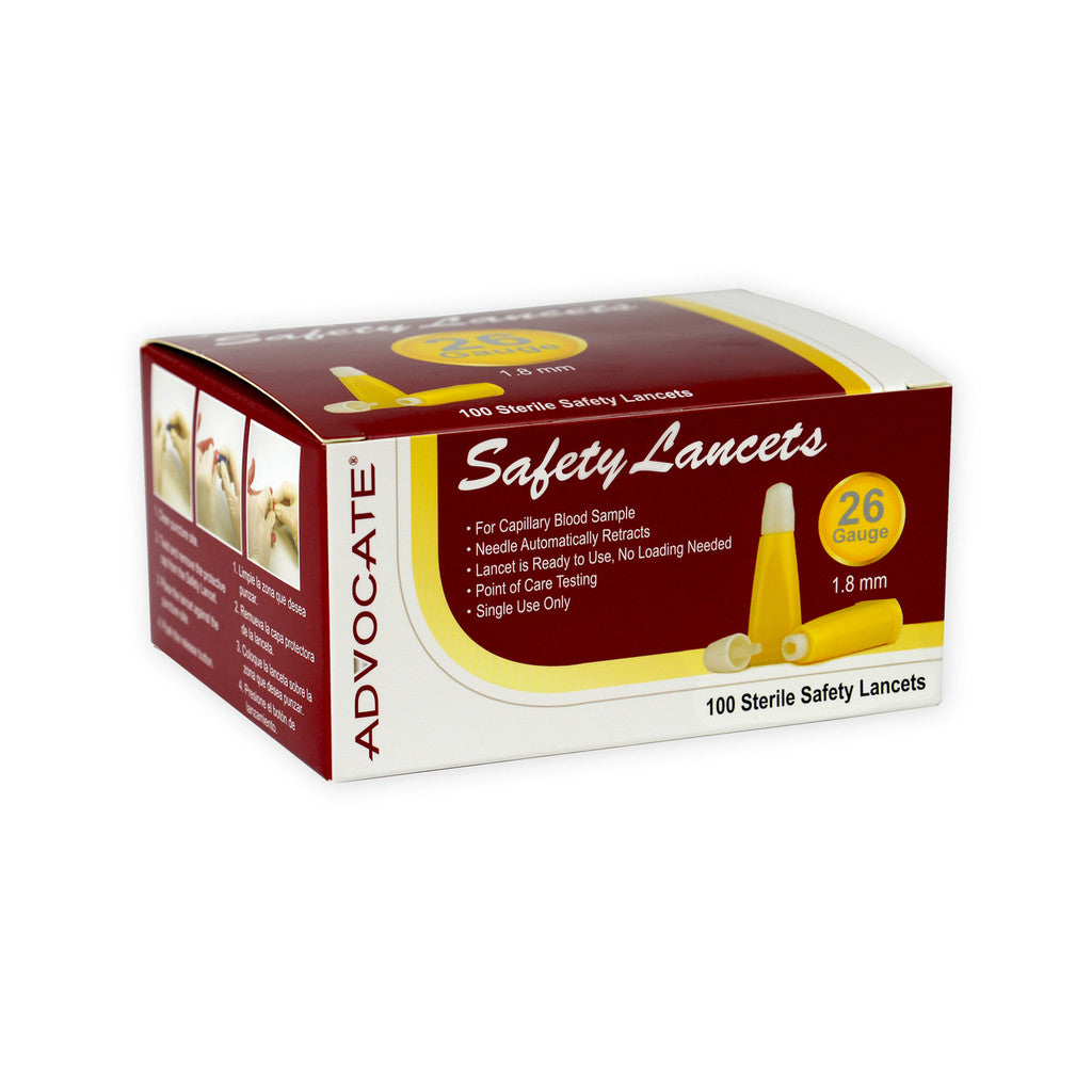 Advocate Safety Lancets 26G, 100/Box (636)