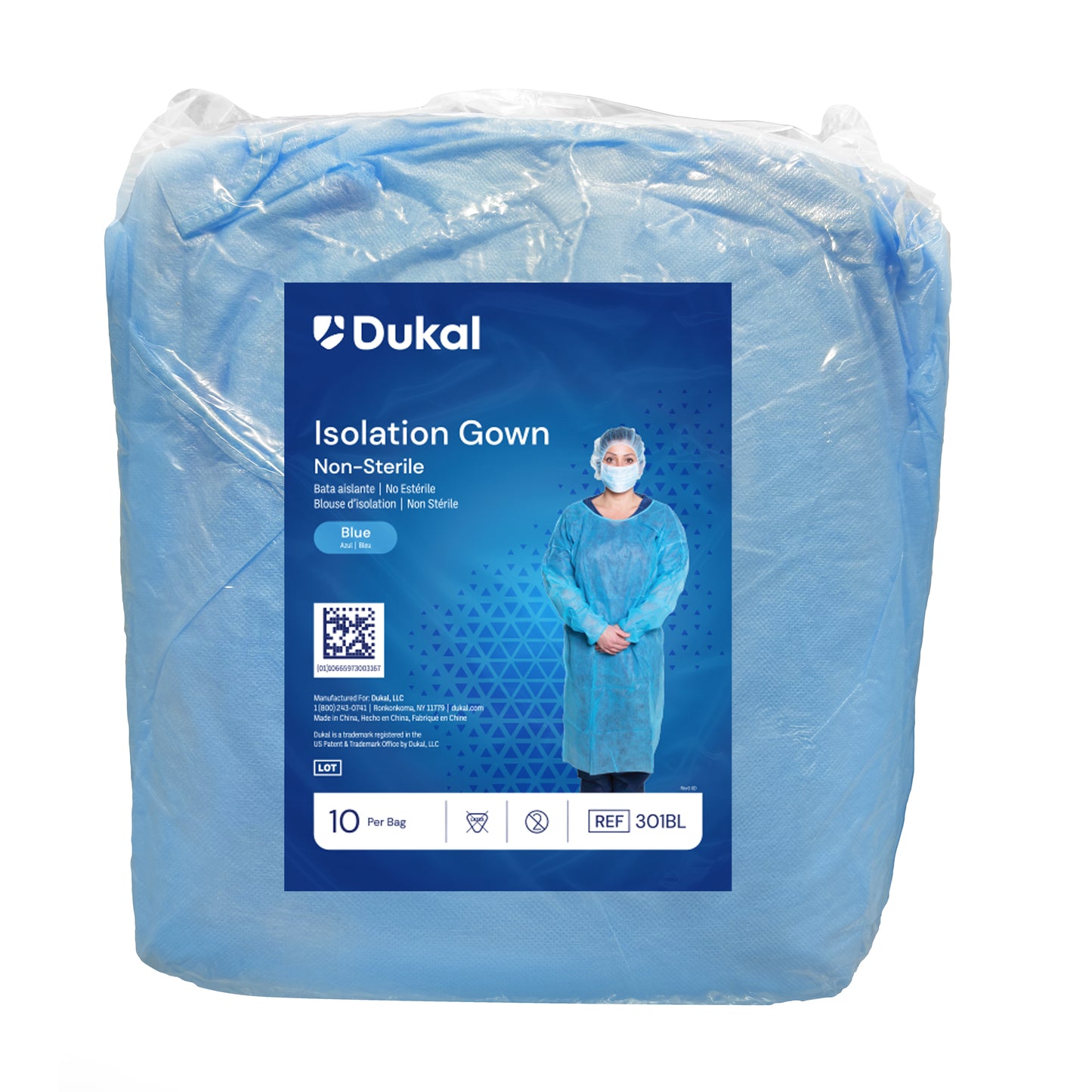 Isolation Gown One-Size, Blue (301BL)