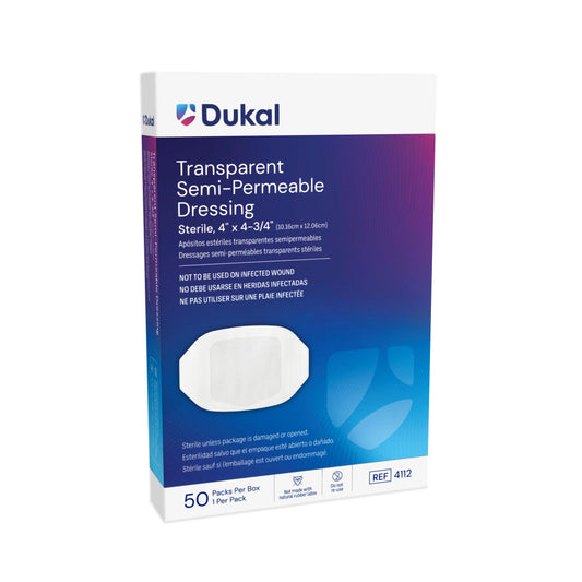 Transparent Semi-Permeable Dressing, 4" x 4-3/4", Sterile (4112)