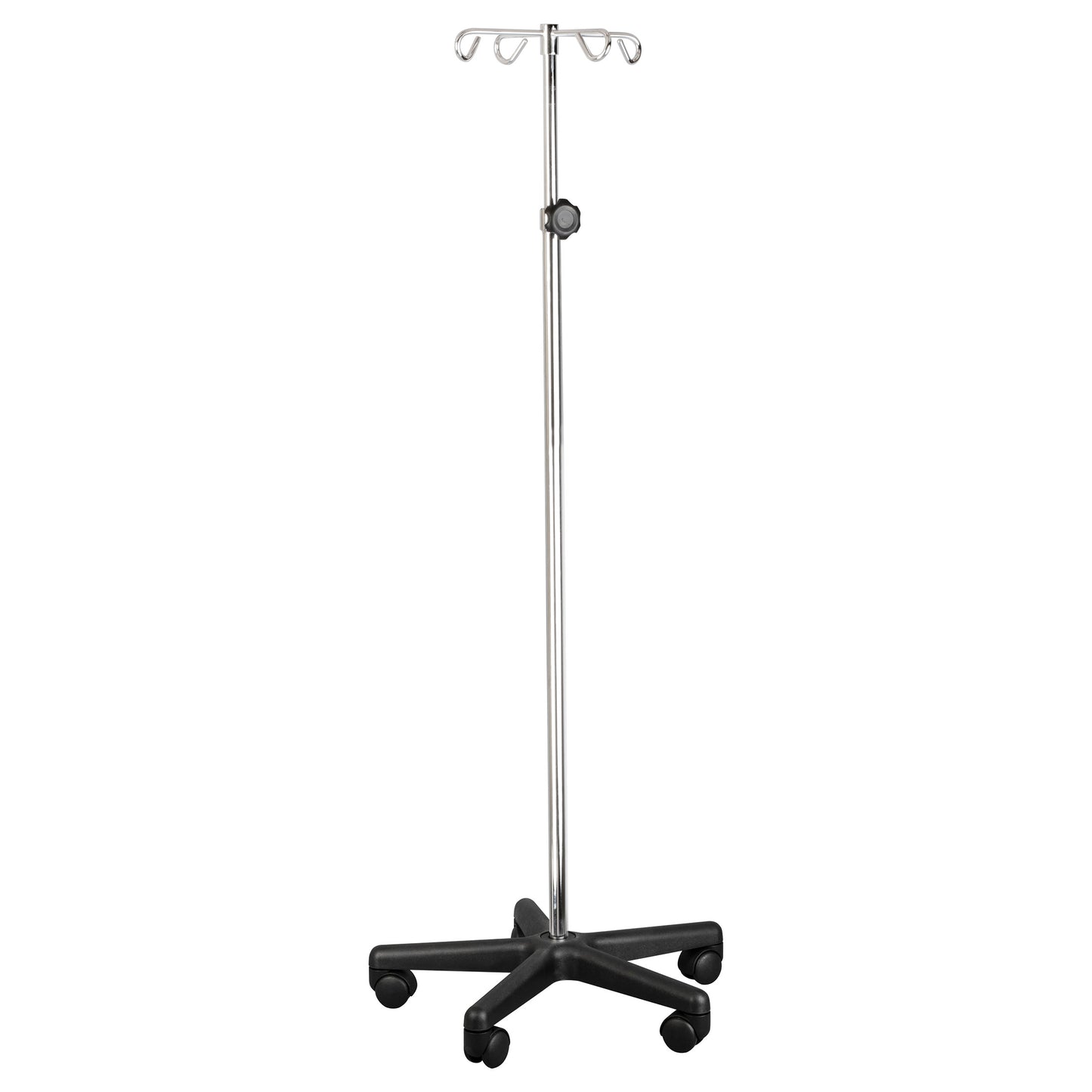 IV Stand, Stainless Steel, 4 Hooks, 5 Leg Base (4356-SS)