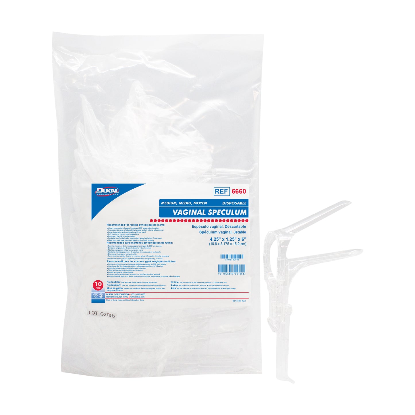 Dukal, Vaginal Speculum, Medium (6660)