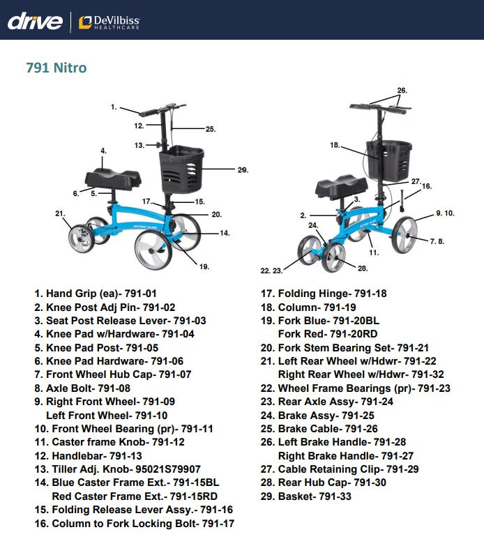 Nitro Glide Knee Walker, Blue (791BL)