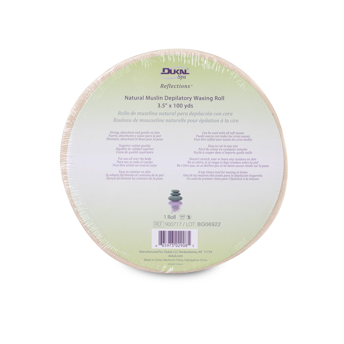 Dukal Spa, Reflections, Natural Muslin Depilatory Waxing Roll, 3.5" x 100 yds (900717)