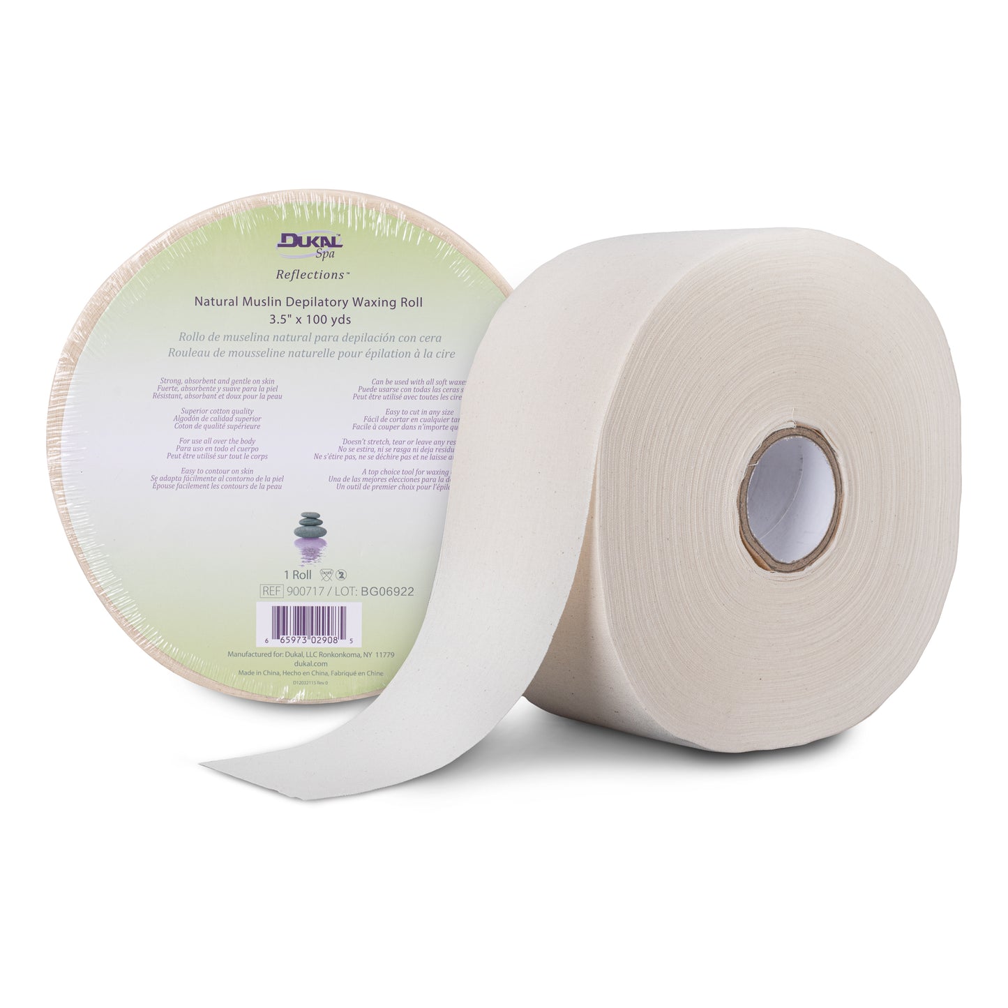 Dukal Spa, Reflections, Natural Muslin Depilatory Waxing Roll, 3.5" x 100 yds (900717)