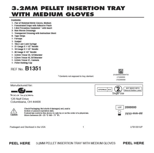 3.2mm Resin Trocar, Tray Kit, with Antiseptic, Medium Glove (B1351)