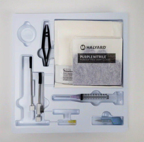 3.5mm Stainless Steel Trocar, Tray Kit, with Antiseptic, Large Gloves (B1352)