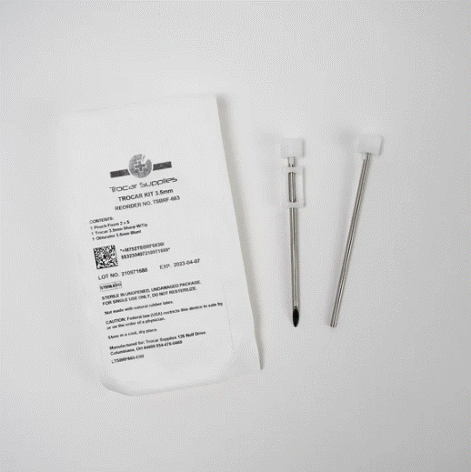 3.5mm Stainless Steel Disposable Trocar Only, Long Shaft, Case (B1714C)