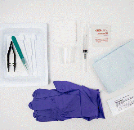 3.2mm Resin Trocar, Wrapped Kit, with Chlorascrub & Tegaderm, Large Glove (B7345)