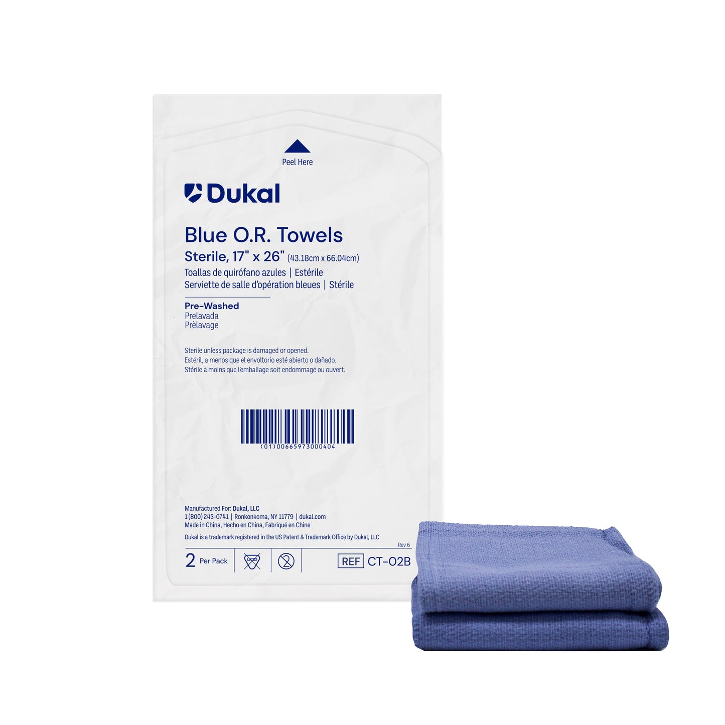 Sterile OR Towels, CSR Wrap, Softpack, 2/Pack, 17" x 26", Blue (CT-02B)
