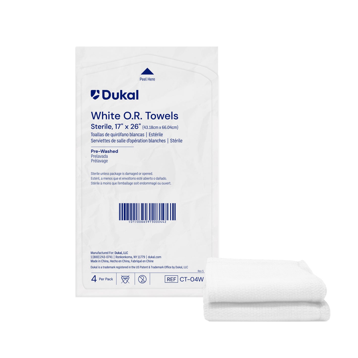 Sterile OR Towels, CSR Wrap, Softpack, 4/Pack, 17" x 26", White (CT-04W)