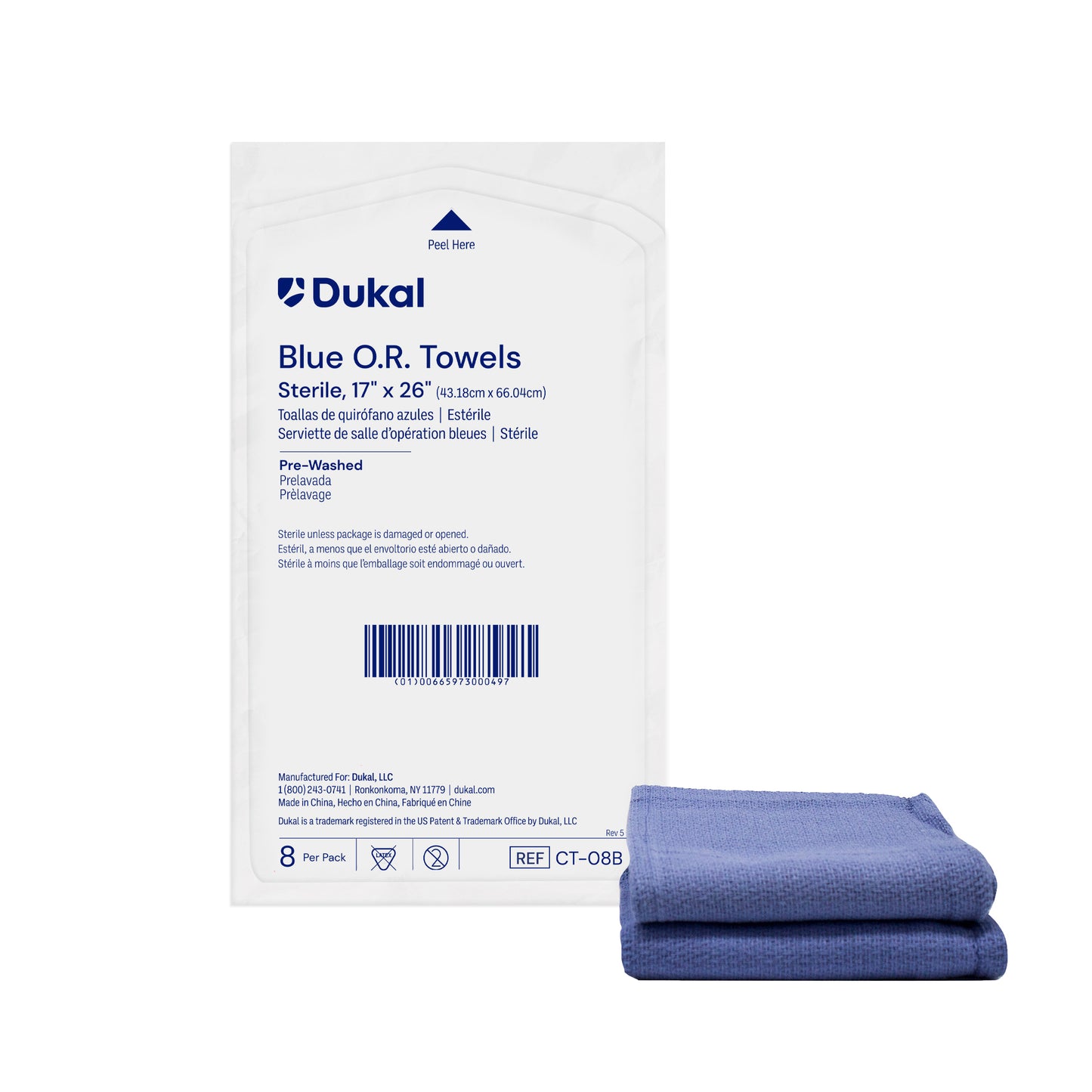 Sterile OR Towels, CSR Wrap, Softpack, 8/Pack, 17" x 26", Blue (CT-08B)