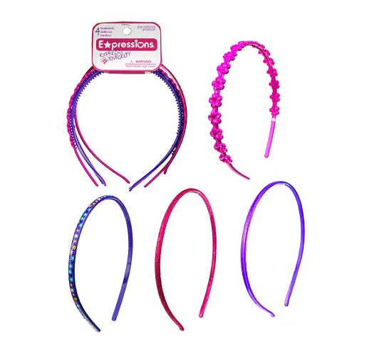 Skinny Headbands, 4 Pack, Assorted Colors & Designs, 48 Packs/Case (2334417)
