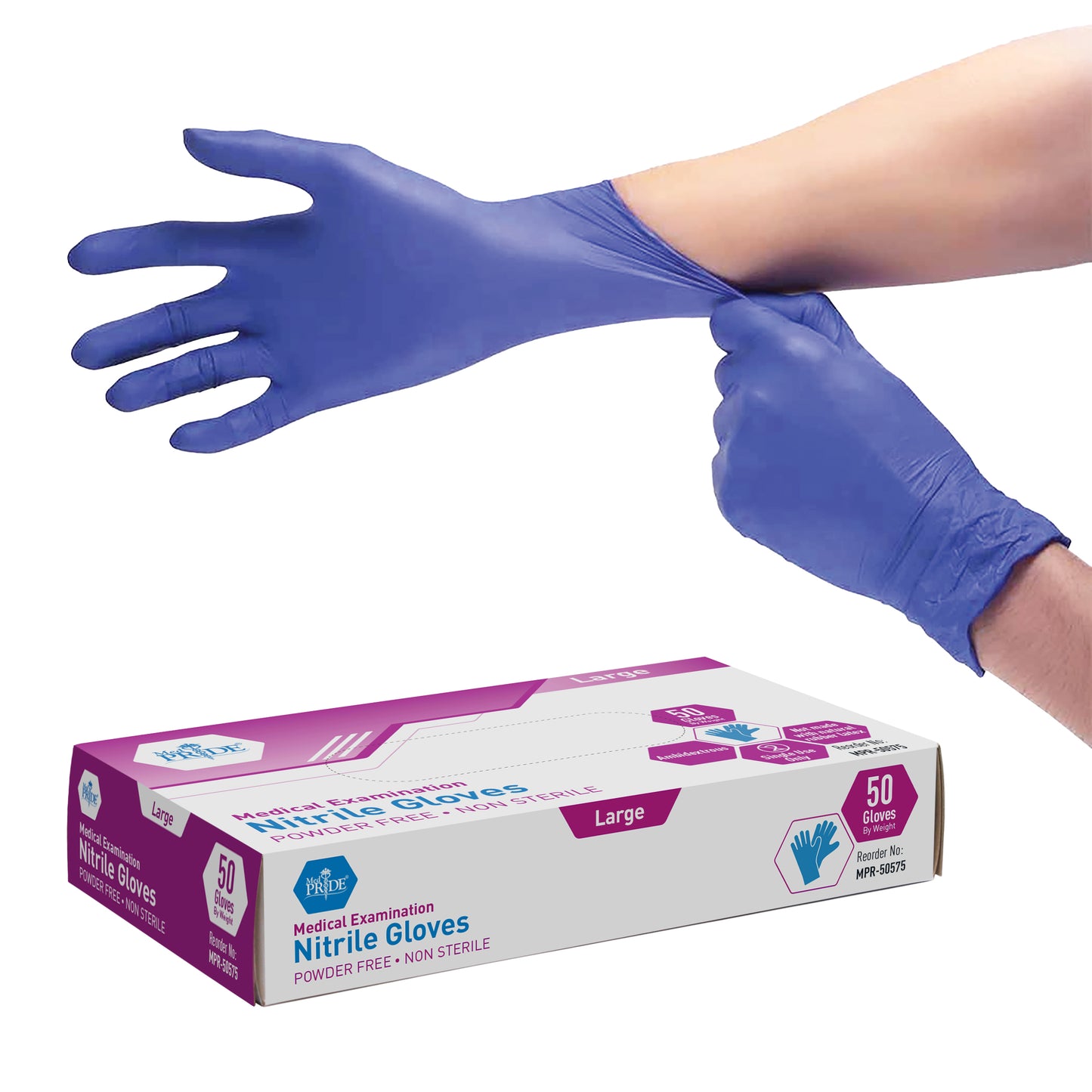 Nitrile Ice Blue Exam Gloves - Lg - 20/50/cs.