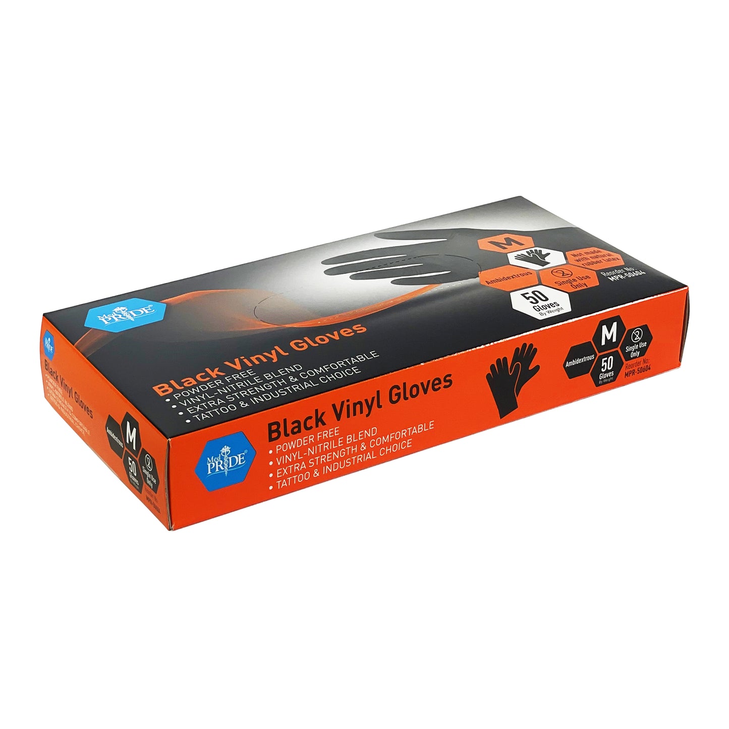 Black Vinyl Nitrile Gloves - Md - N/S - Powder Free - 20/50/cs.