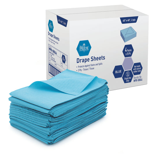 MedPride, Drape Sheets, T/T, 40" x 48", 2 Ply, Blue, Case (MPR-58044)