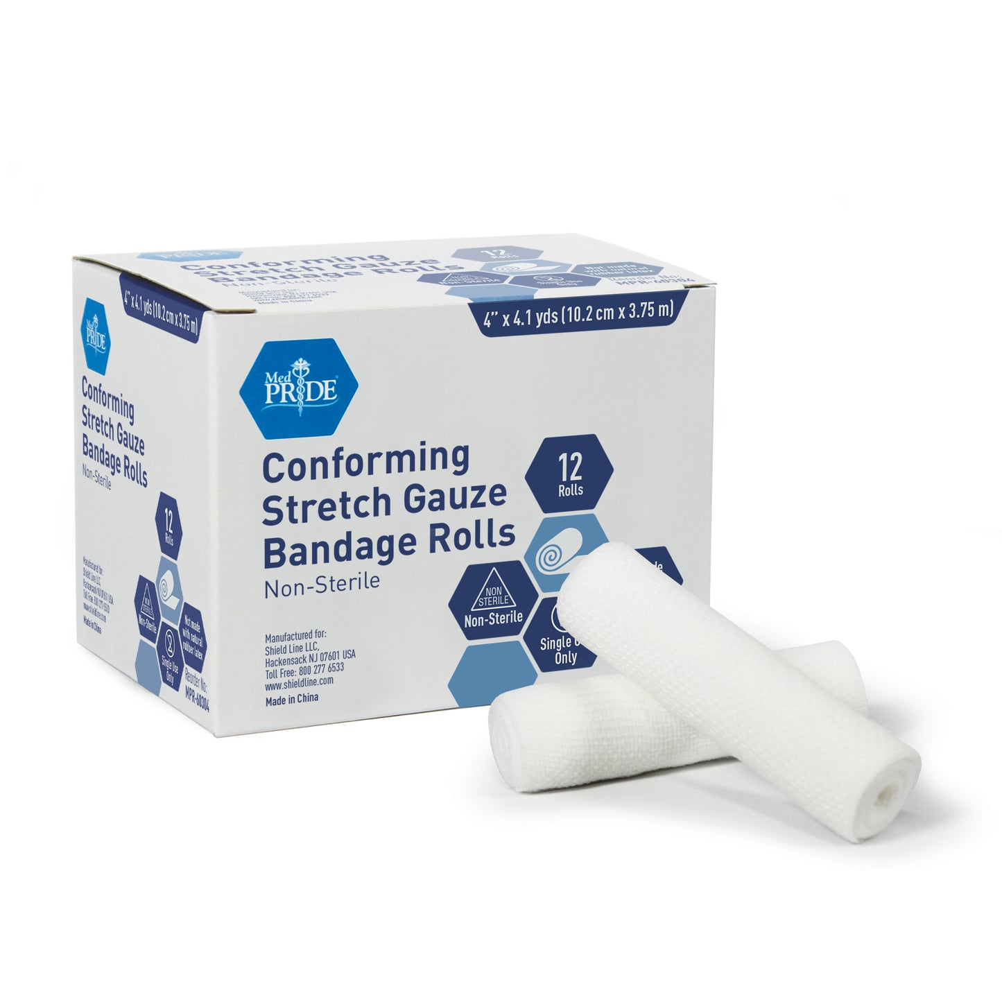 MedPride, Conforming Stretch Gauze Bandage Roll, 4" x 4.1 yds, Case (MPR-60304)