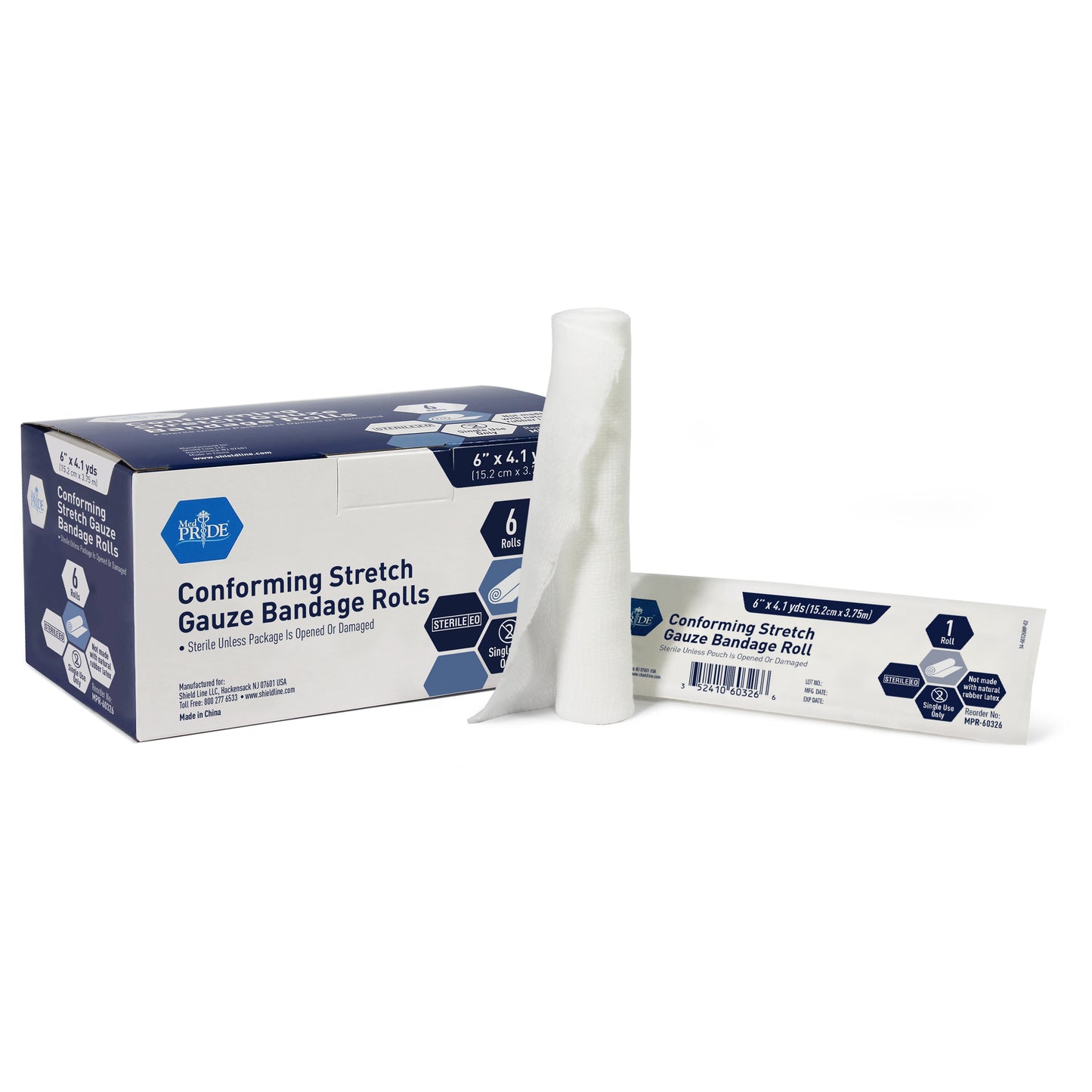 MedPride, Conforming Stretch Gauze Bandage Roll, 6" x 4.1 yds, Case (MPR-60326)