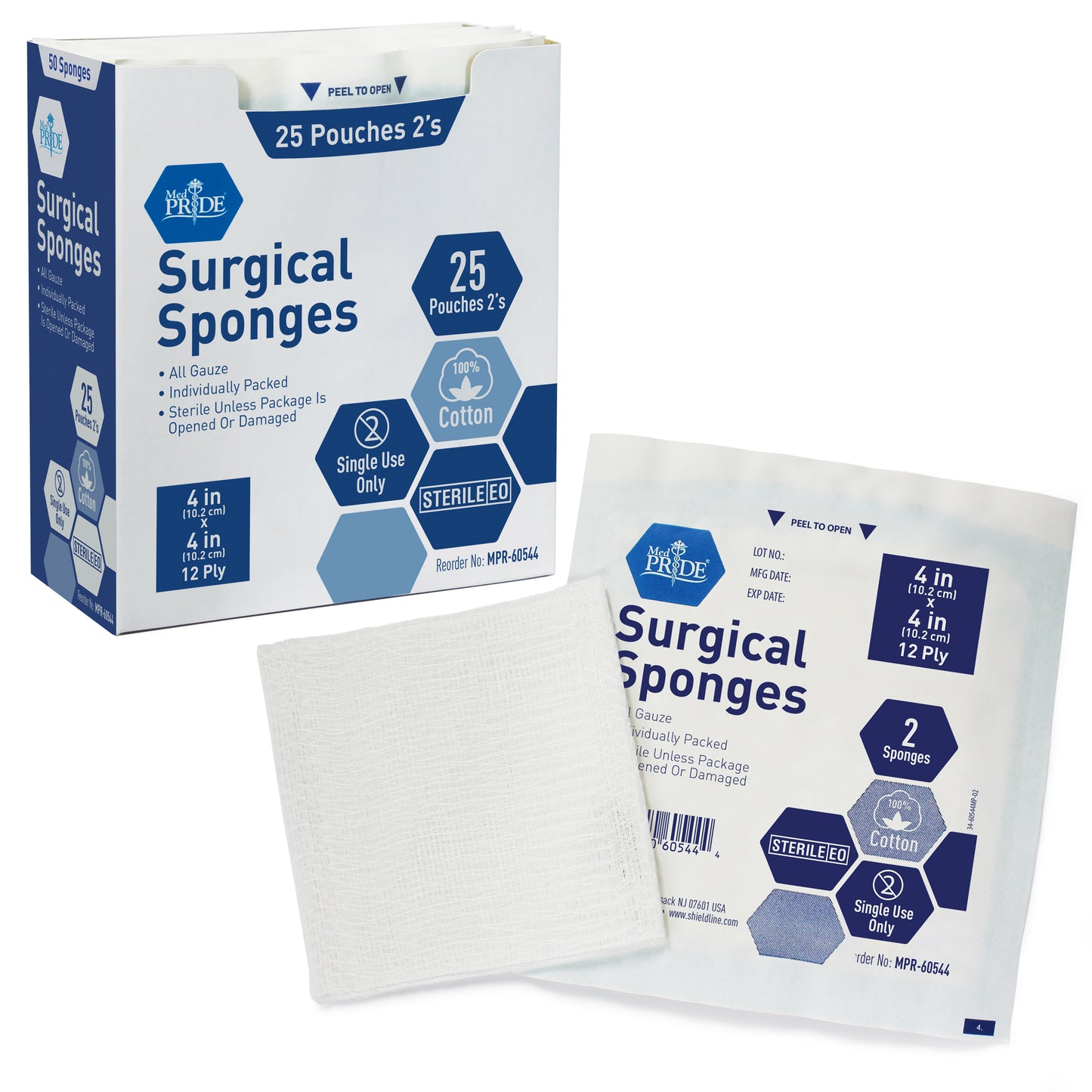 Gauze Sponge Sterile - 2's, 4x4 - 12 Ply - 24/25/cs. (1,200)