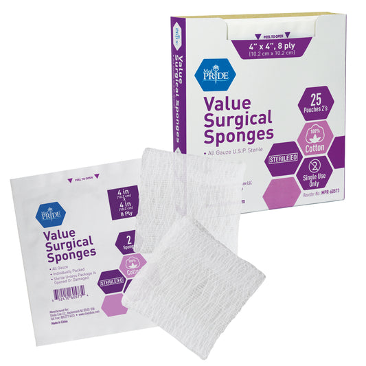 Value - Gauze Sponge Sterile 2's, 4x4 - 8 Ply - 24/25/cs (1200)