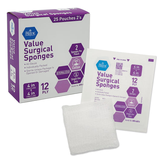 Value - Gauze Sponge Sterile 2's, 4x4 - 12 Ply - 24/25/cs (1200)
