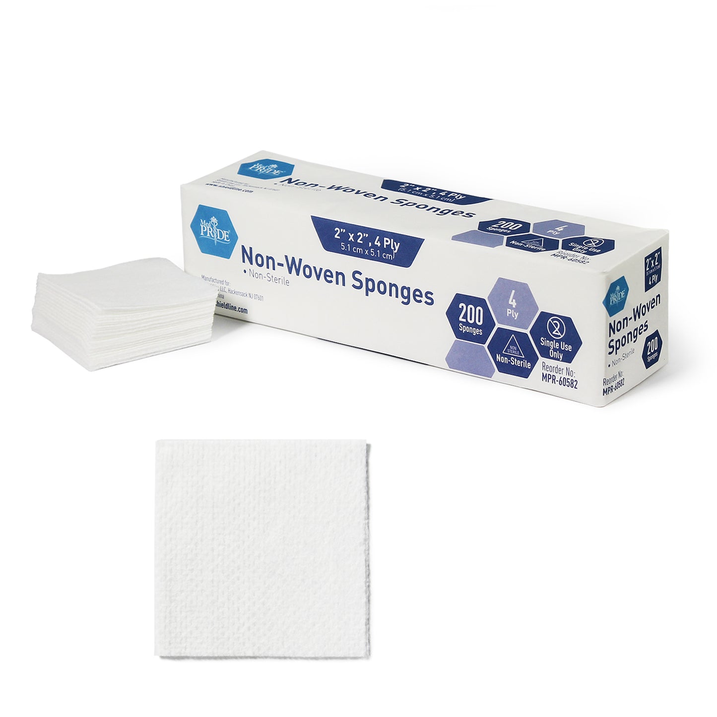 MedPride, Non-Woven Sponge, 2" x 2", 4-Ply, Case (MPR-60582)