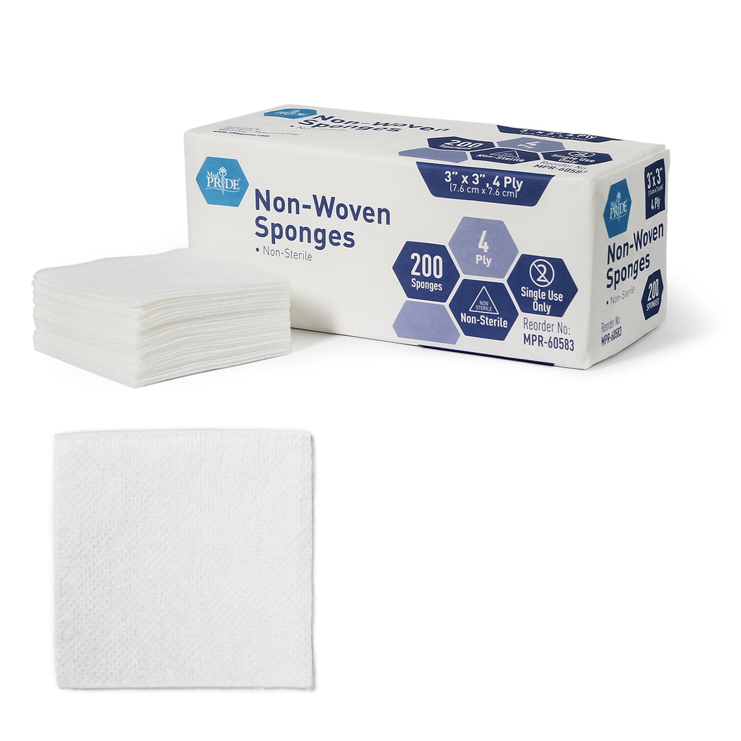 MedPride, Non-Woven Sponge, 3" x 3", 4-Ply, Case (MPR-60583)