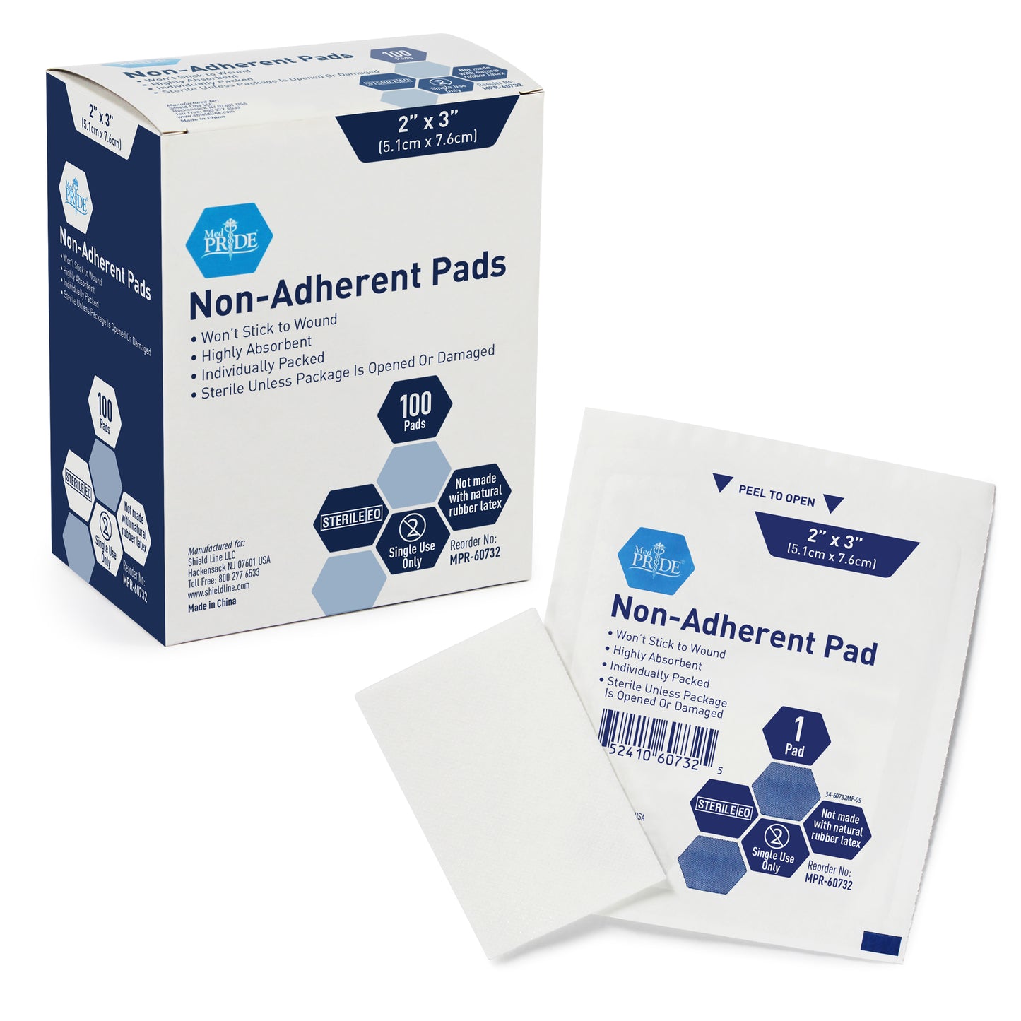 Non-Adherent Pad - Sterile - 2x3 - 12/100/cs.