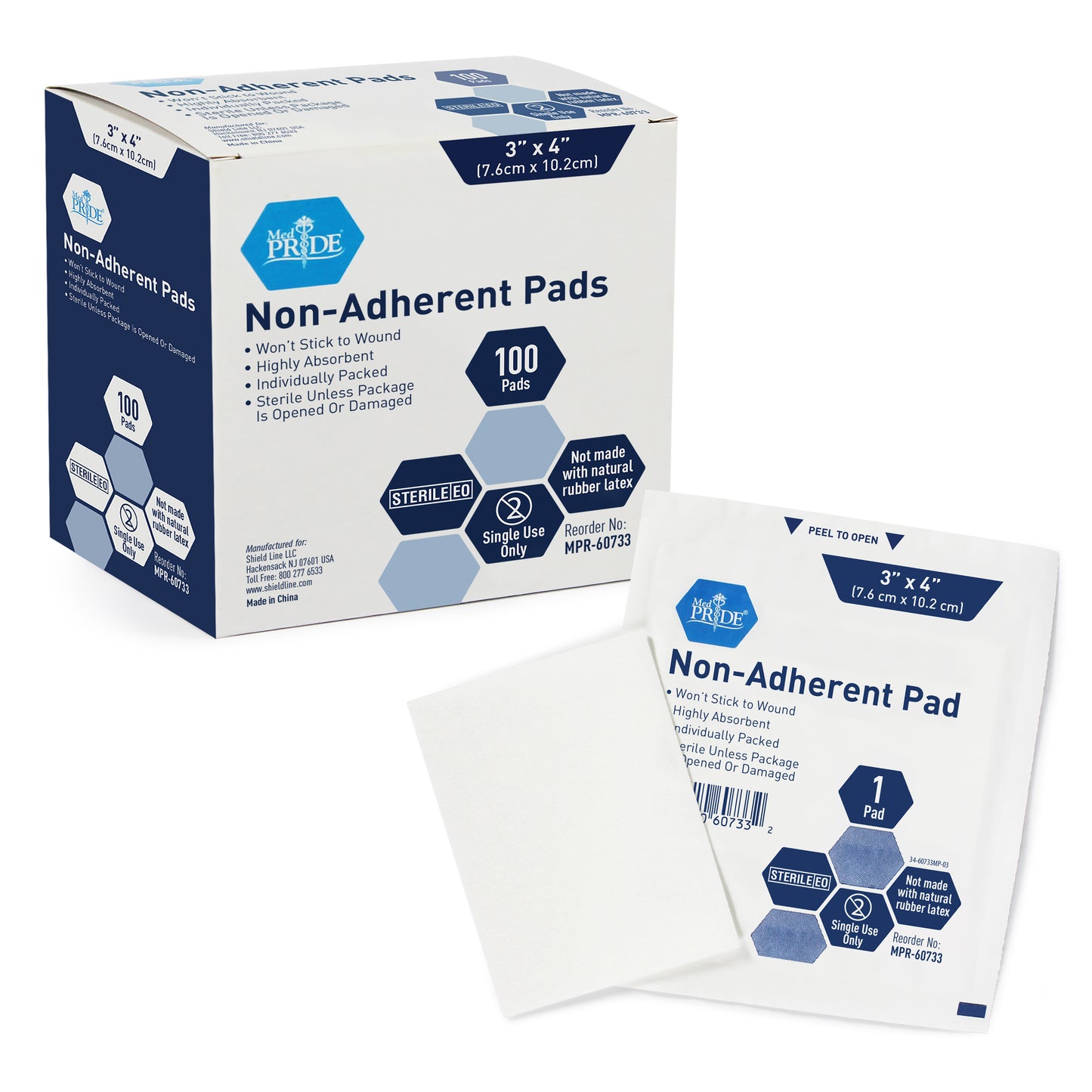 Non-Adherent Pad - Sterile - 3x4 - 12/100/cs.