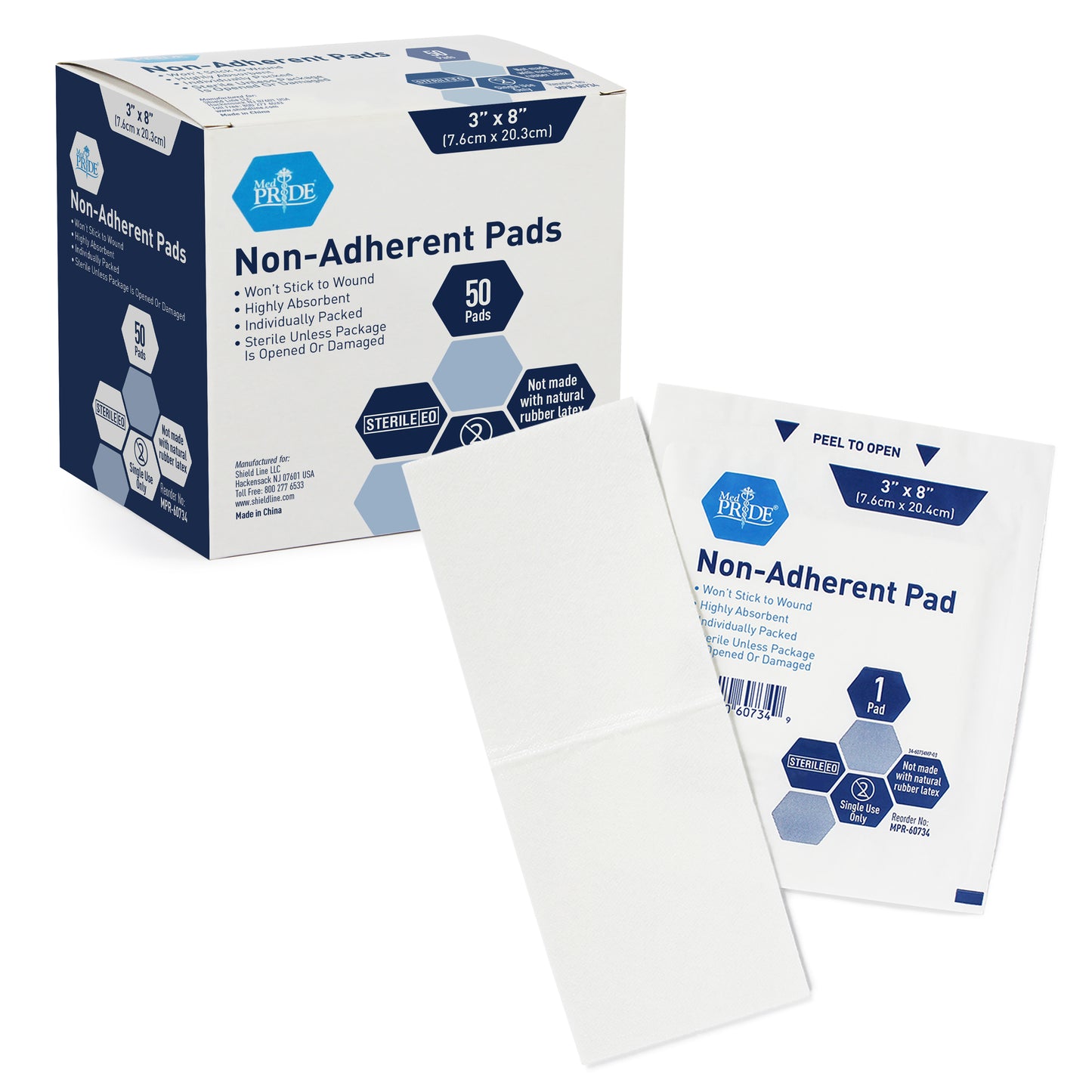 Non-Adherent Pad - Sterile - 3x8 - 12/50/cs.