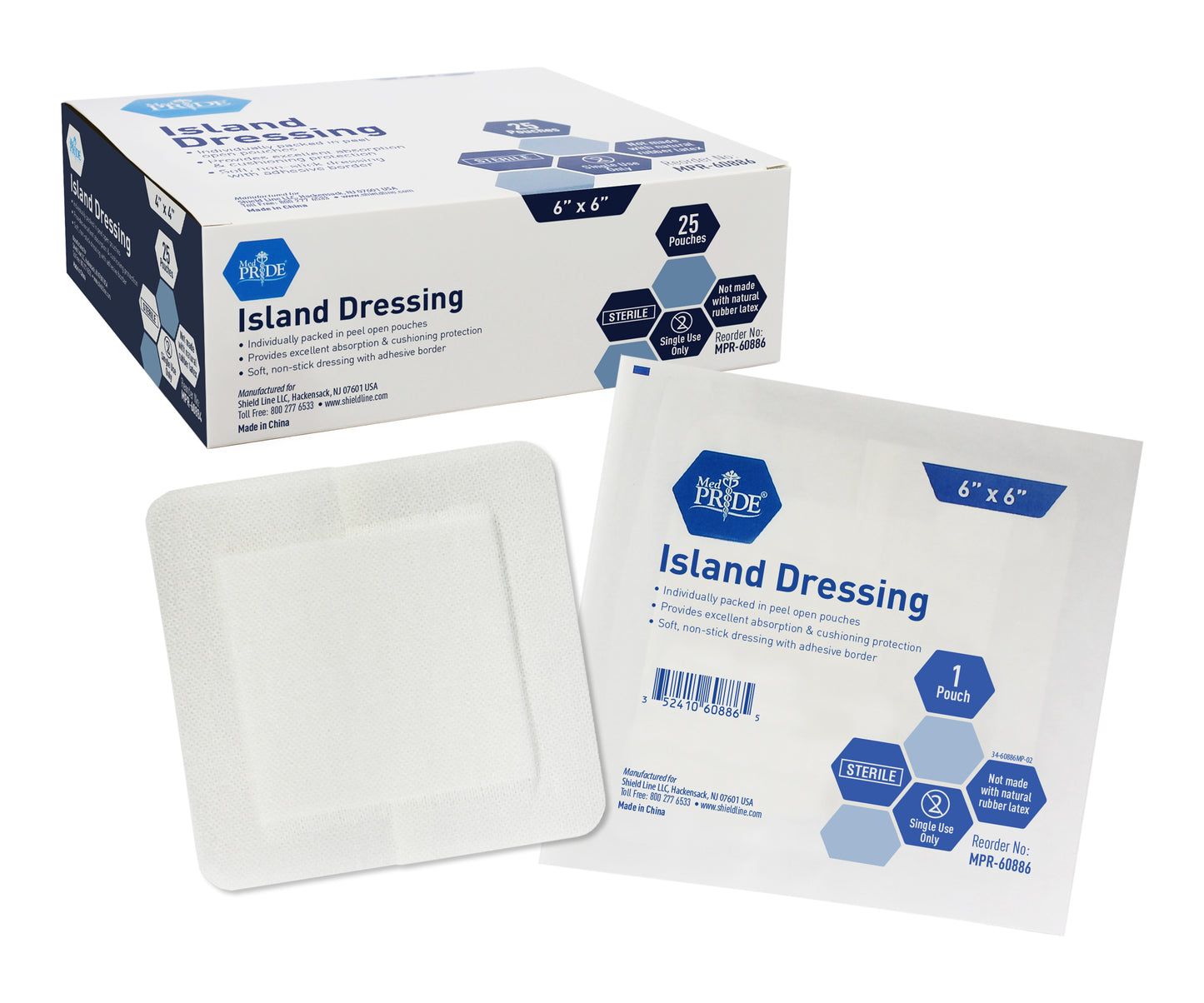 MedPride, Island Dressing, 6" x 6", Sterile (MPR-60886)