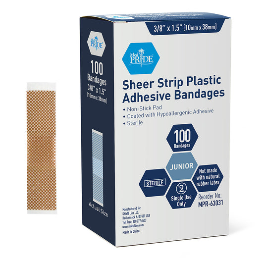 Adhesive Bandage - Sheer Jr. 3/8" x 1.5", Sterile - 36/100/cs.