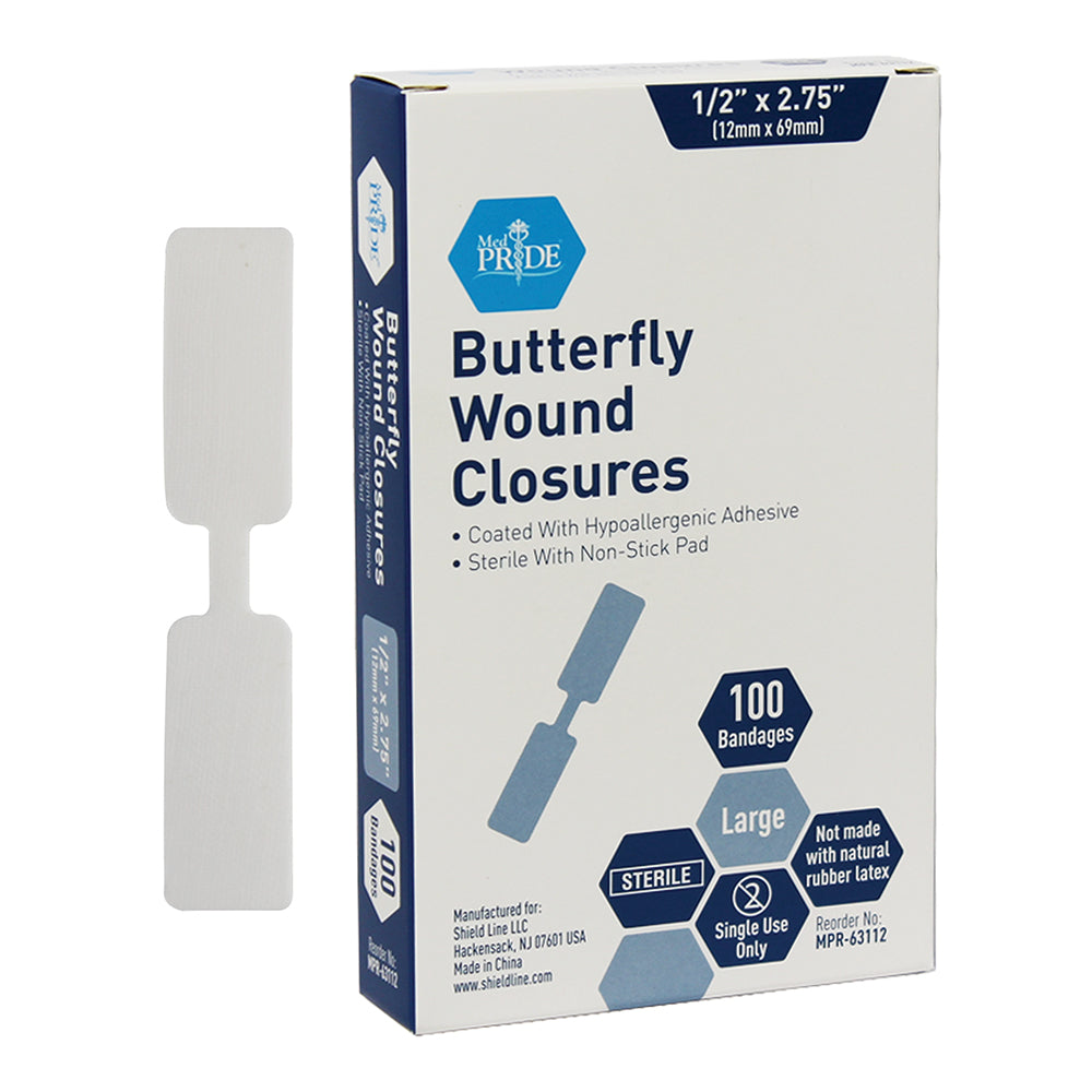 MedPride, Butterfly Adhesive Bandage, 1/2" x 2.75", Sterile, Case (MPR-63112)