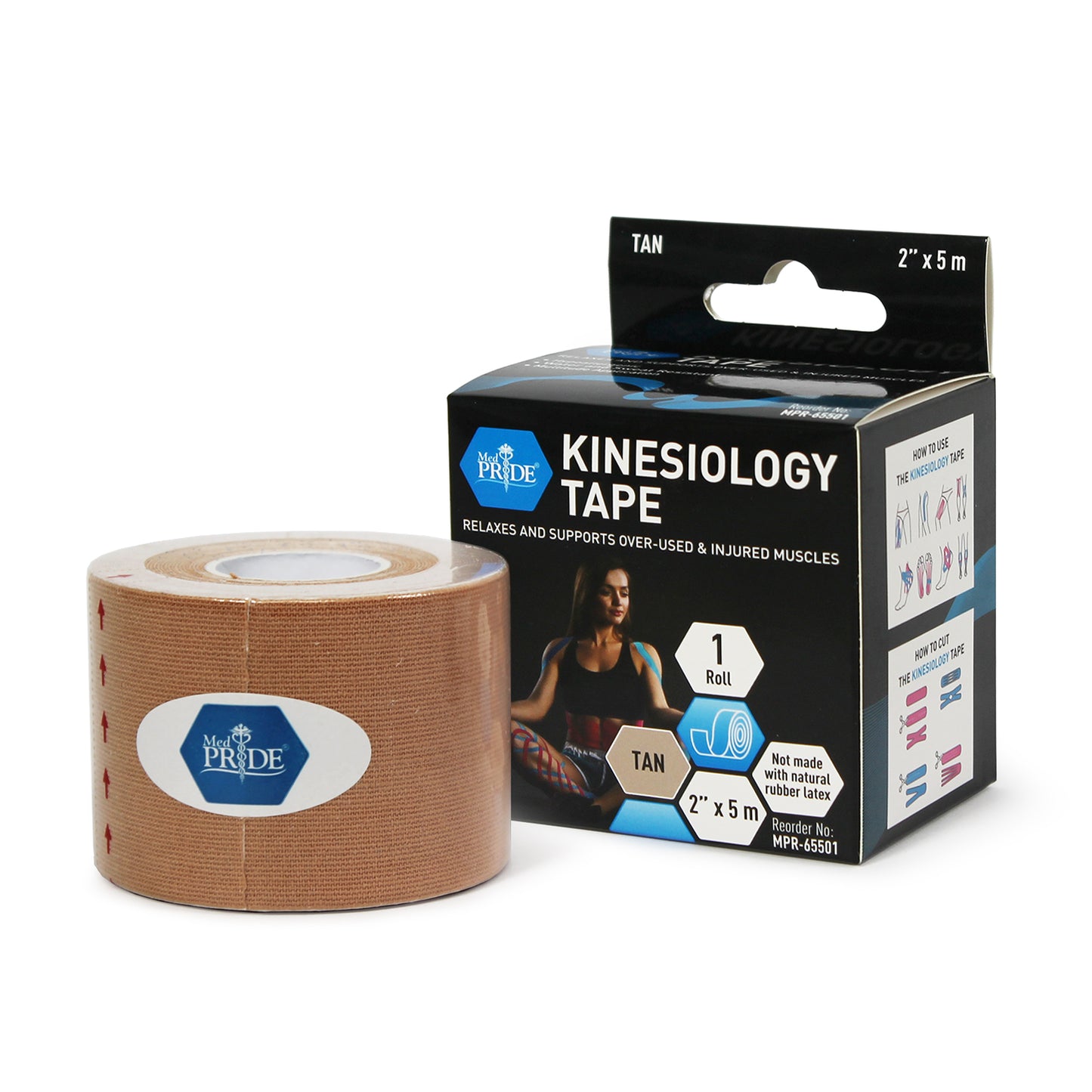 Kinesiology Tape - Tan - 2" x 5m - 6 packs of 24 indiv. bxs/cs. (144 total rolls)