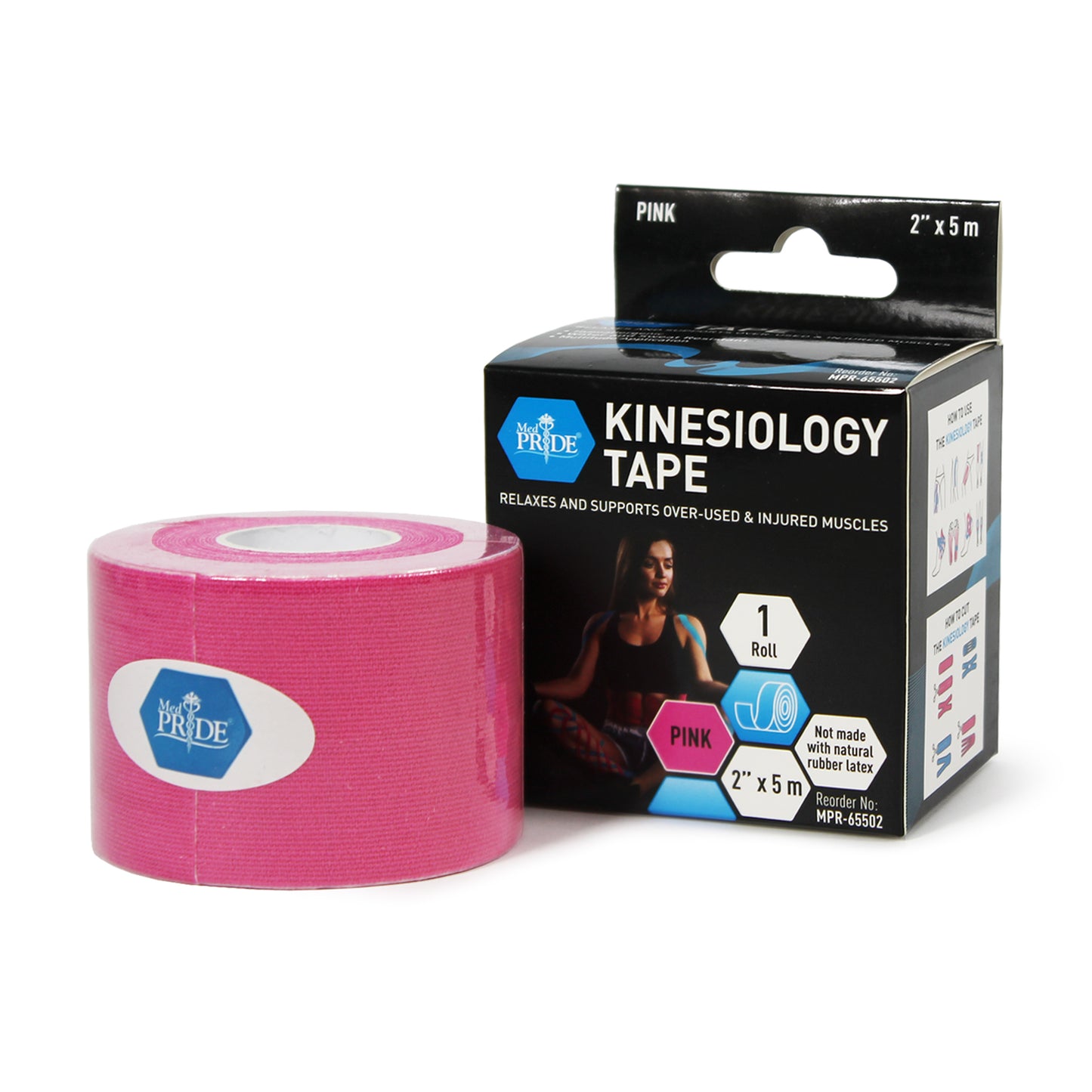 Kinesiology Tape - Pink - 2" x 5m - 6 packs of 24 indiv. bxs/cs. (144 total rolls)