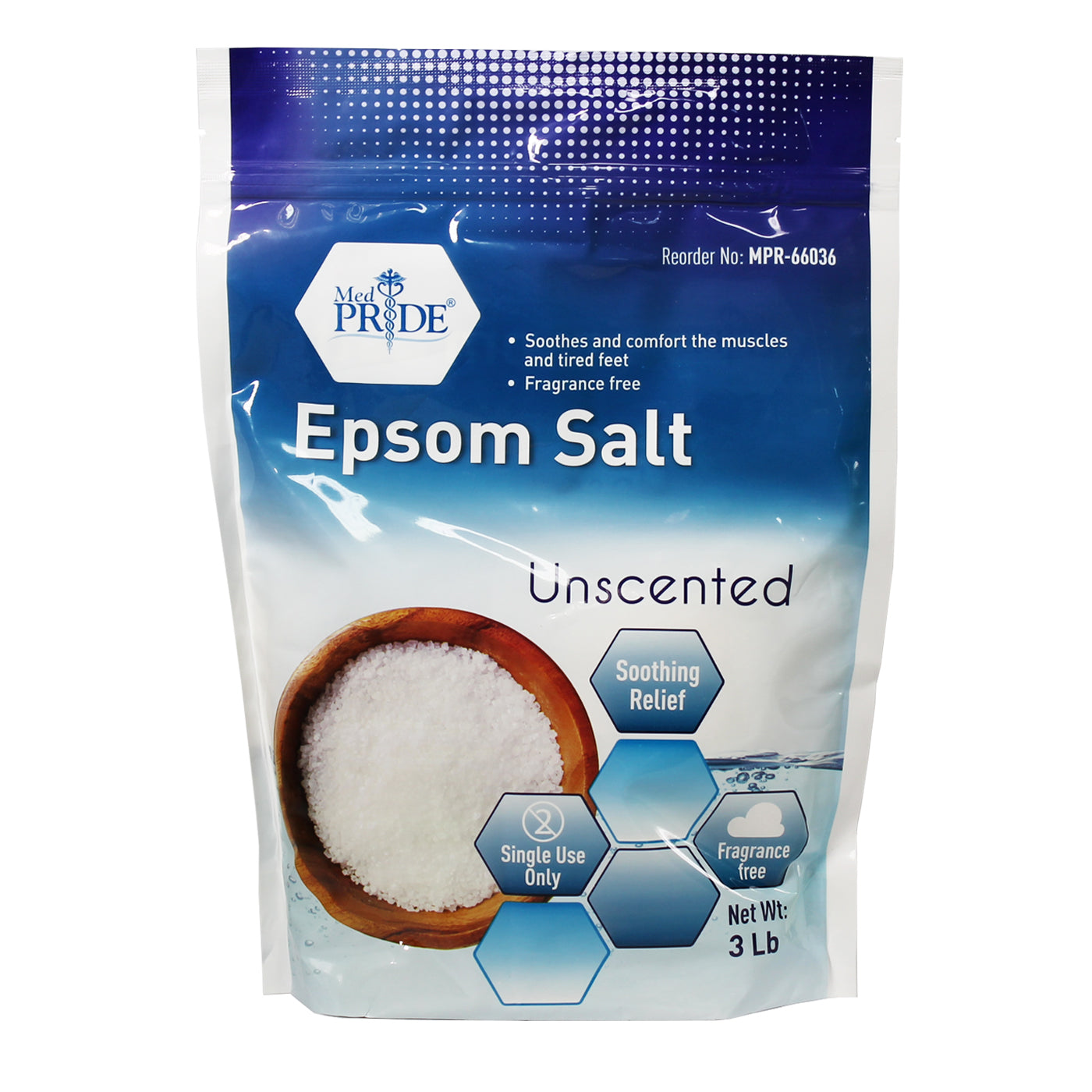 MedPride, Epsom Salt, Unscented, 3 lbs, Case of 6 (MPR-66036)