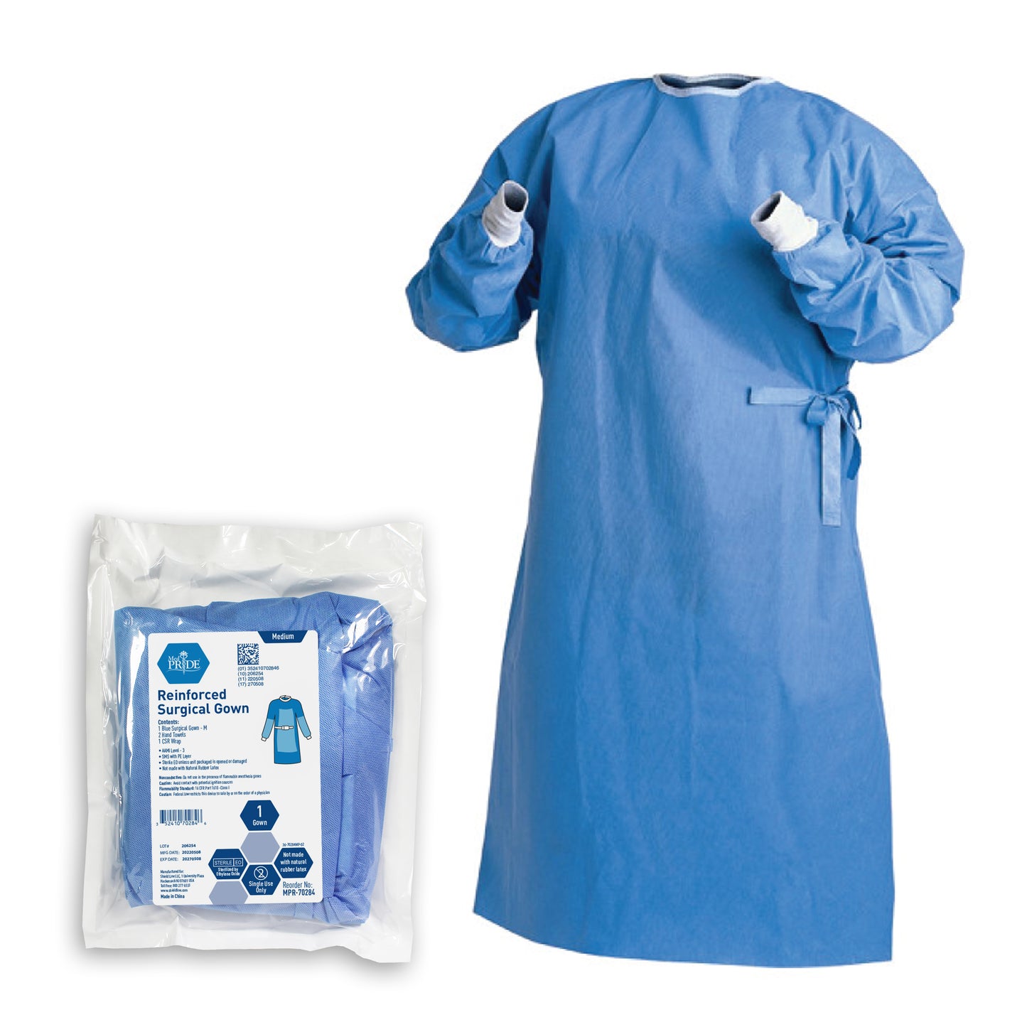 Surgeons Gowns Md - Reinforced w/2 Towels & 1 Wrap (AAMI-3) - 20/cs.