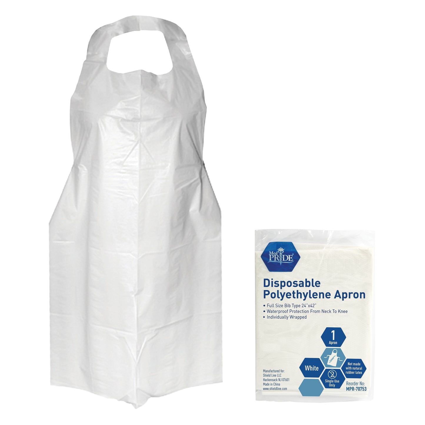 Disposable PE Aprons - Individ. Wrapped - 24"x 42" - 10/100/cs.