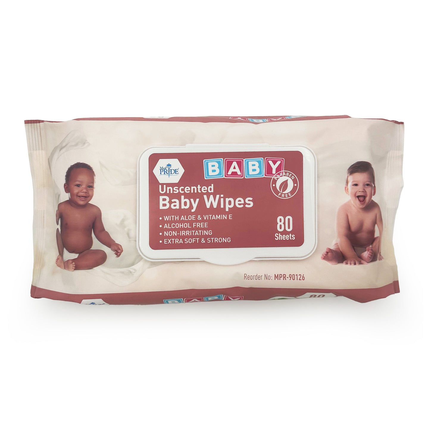 Baby Wipes - Unscented - Pink - 24/80/cs.