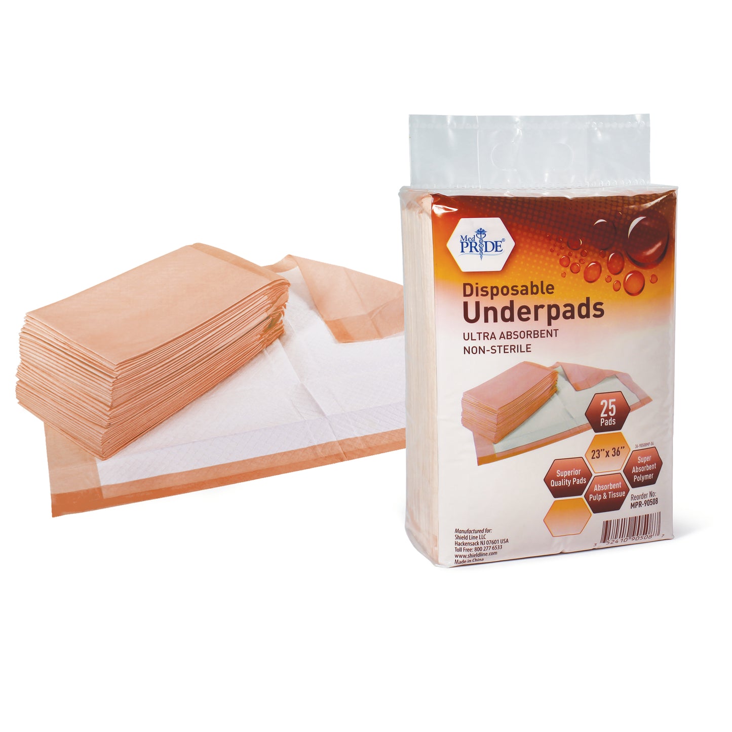 MedPride, Disposable Underpads, 23" x 36" (50g w/SAP), Case (MPR-90508)