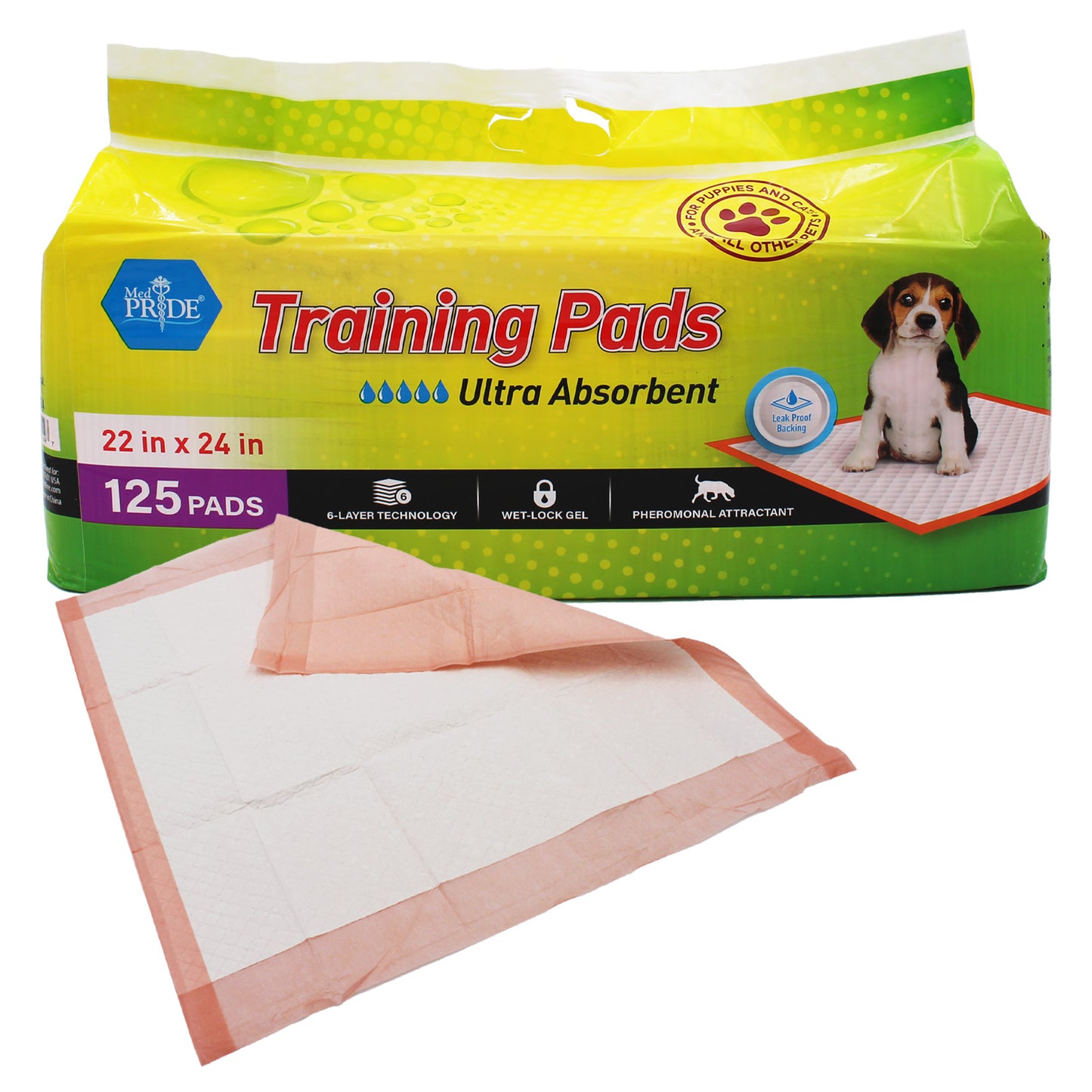 MedPride Pet Pads, 22 x 24 w/ pheromone (30 gram) - 2/125/cs.